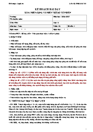 Kế hoạch bài dạy Toán Lớp 6 - Tuần 2 - Năm học 2026-2027 (Tích hợp năng lực số và AI)