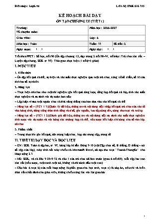 Kế hoạch bài dạy Toán Lớp 6 - Tuần 33 - Năm học 2026-2027 (Tích hợp năng lực số và AI)