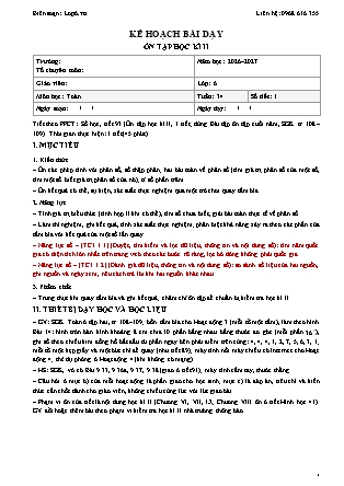 Kế hoạch bài dạy Toán Lớp 6 - Tuần 34 - Năm học 2026-2027 (Tích hợp năng lực số và AI)