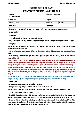 Kế hoạch bài dạy Toán Lớp 6 - Tuần 4 - Năm học 2026-2027 (Tích hợp năng lực số và AI)