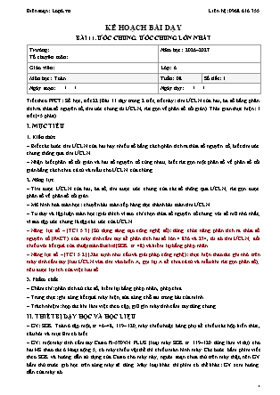 Kế hoạch bài dạy Toán Lớp 6 - Tuần 8 - Năm học 2026-2027 (Tích hợp năng lực số và AI)